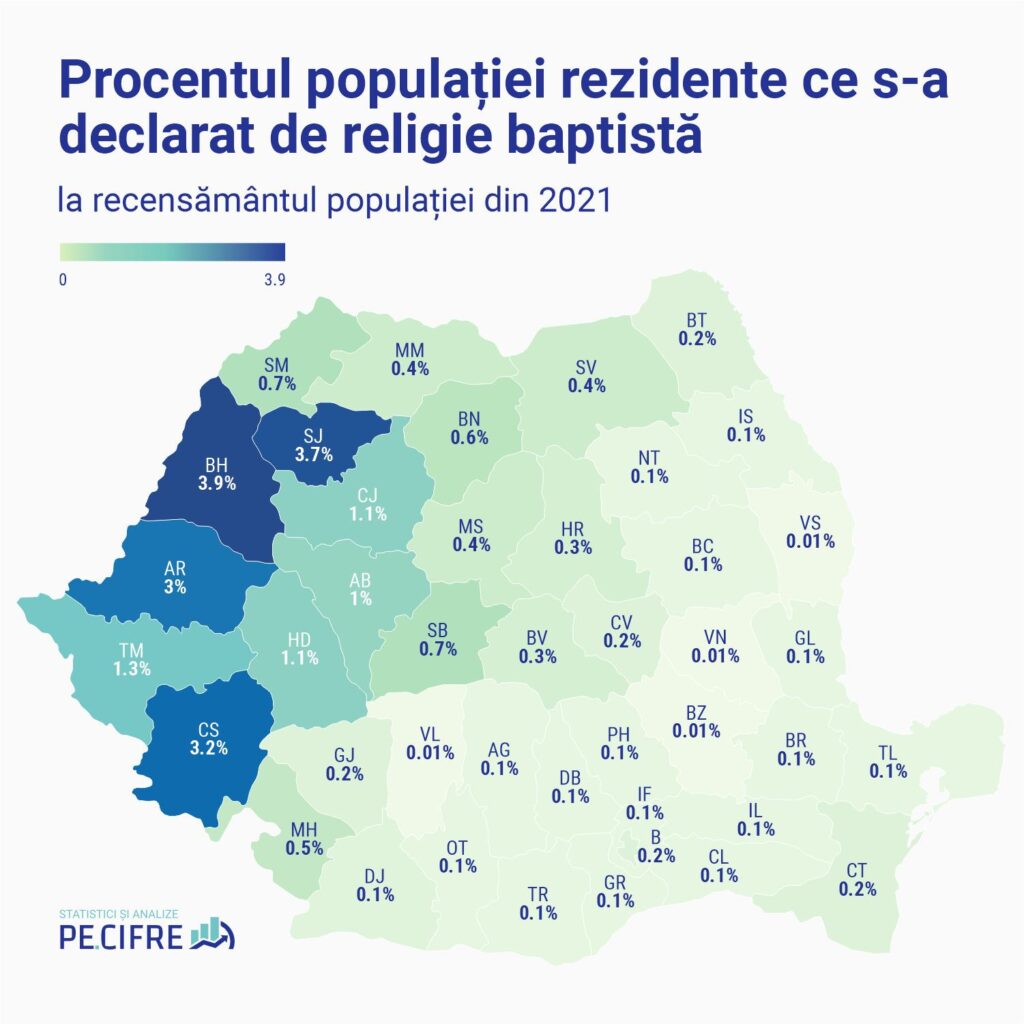 Procentajul populației rezidente a României ce s-a declarat de religie baptistă la recensământul din 2021