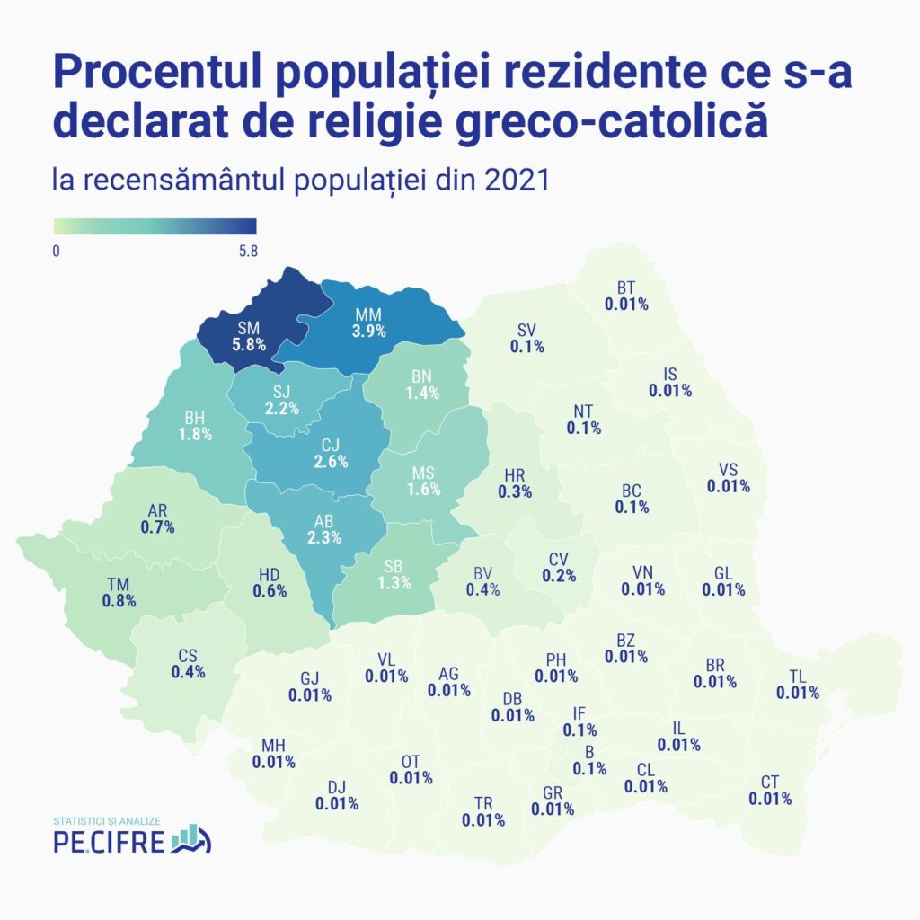 Procentajul populației rezidente a României ce s-a declarat de religie greco-catolică la recensământul din 2021
